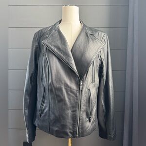 Wilsons Leather Black Leather Zip Up Moto Jacket Grunge Biker Classic Size 1X